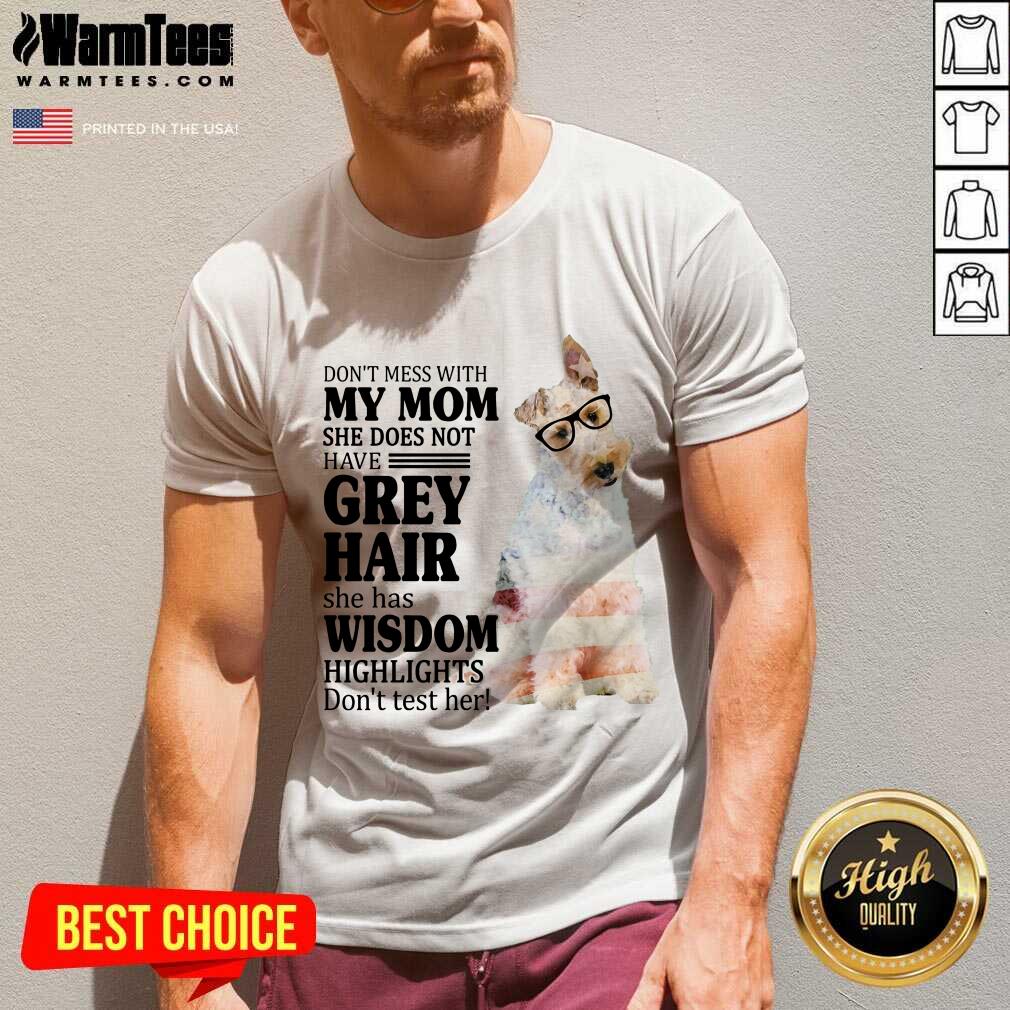 Nice Wire Fox My Mom Grey Hair Wisdom Highlights American Flag Shirt - Image 2
