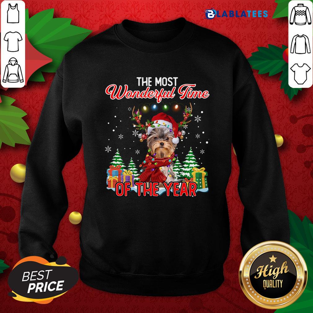 Nice Yorkshire Terrier The Most Wonderful Time Of The Year Christmas Shirt - Image 2