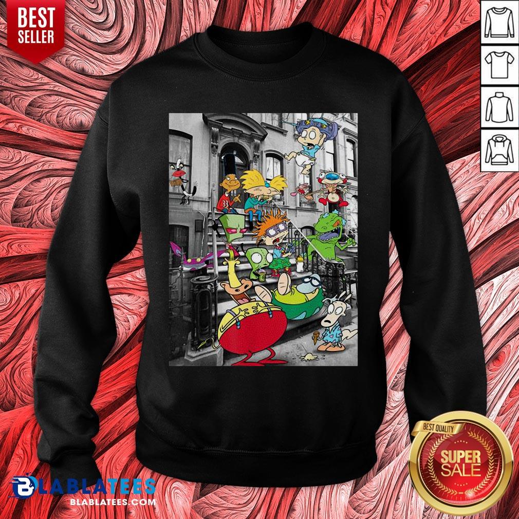 Nickelodeon Classic Nicktoons Hanging On Stoop 2020 T-Shirt - Image 5