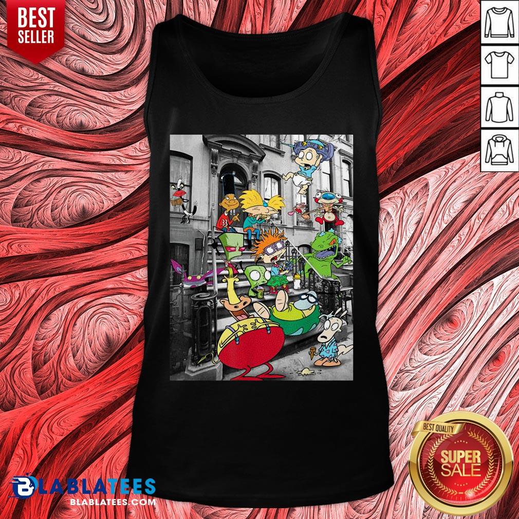 Nickelodeon Classic Nicktoons Hanging On Stoop 2020 T-Shirt - Image 4