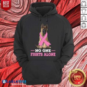 Alternative view of No One Fights Alone Belgian Tervuren Breast Cancer Awareness Shirt