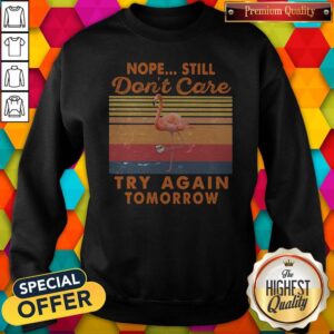 Alternative view of Note Sill Don't Care Try Again Tomorrow Flamingo Vintage Retro Shirt