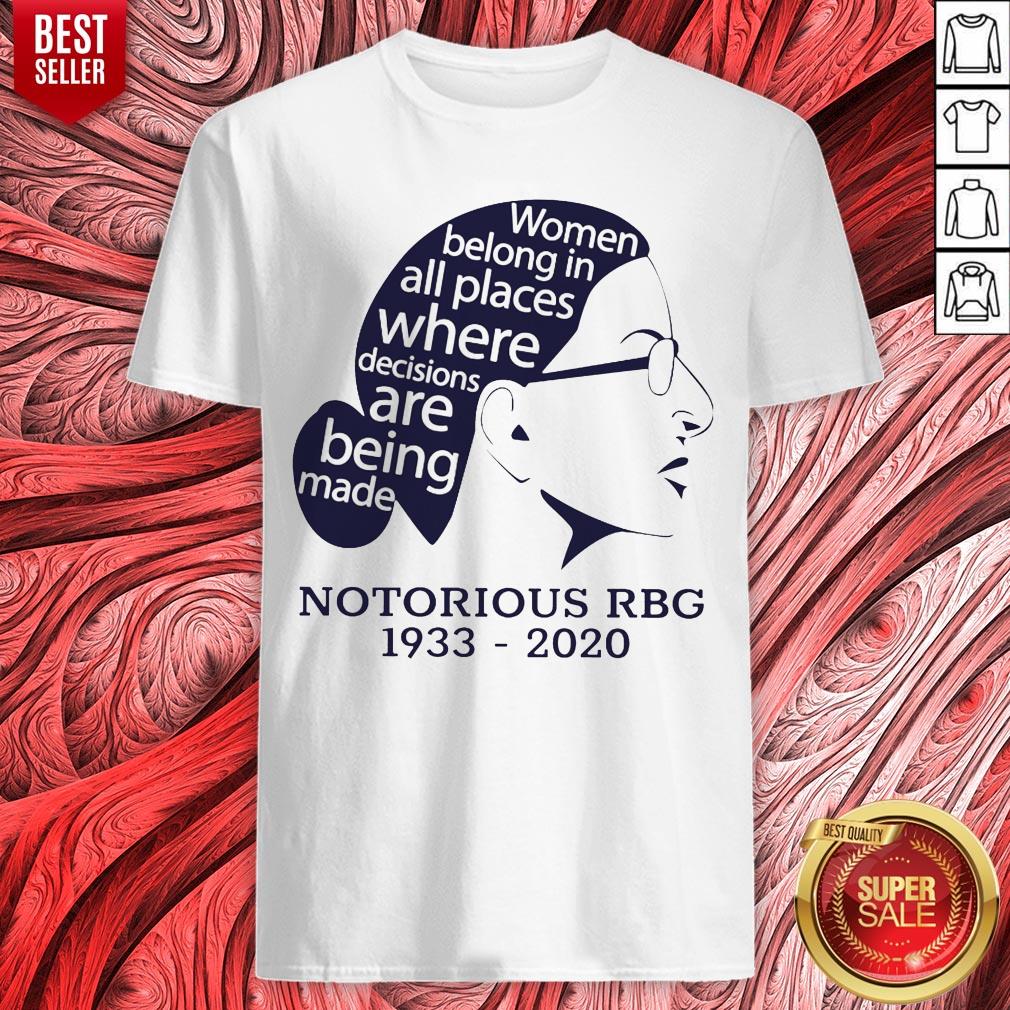 Notorious RBG 1933 2020 Woman Belong In All Places Where Decisions Are Being Made Shirt