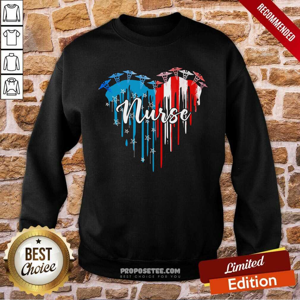 Nurse Heart American Flag Shirt - Image 5