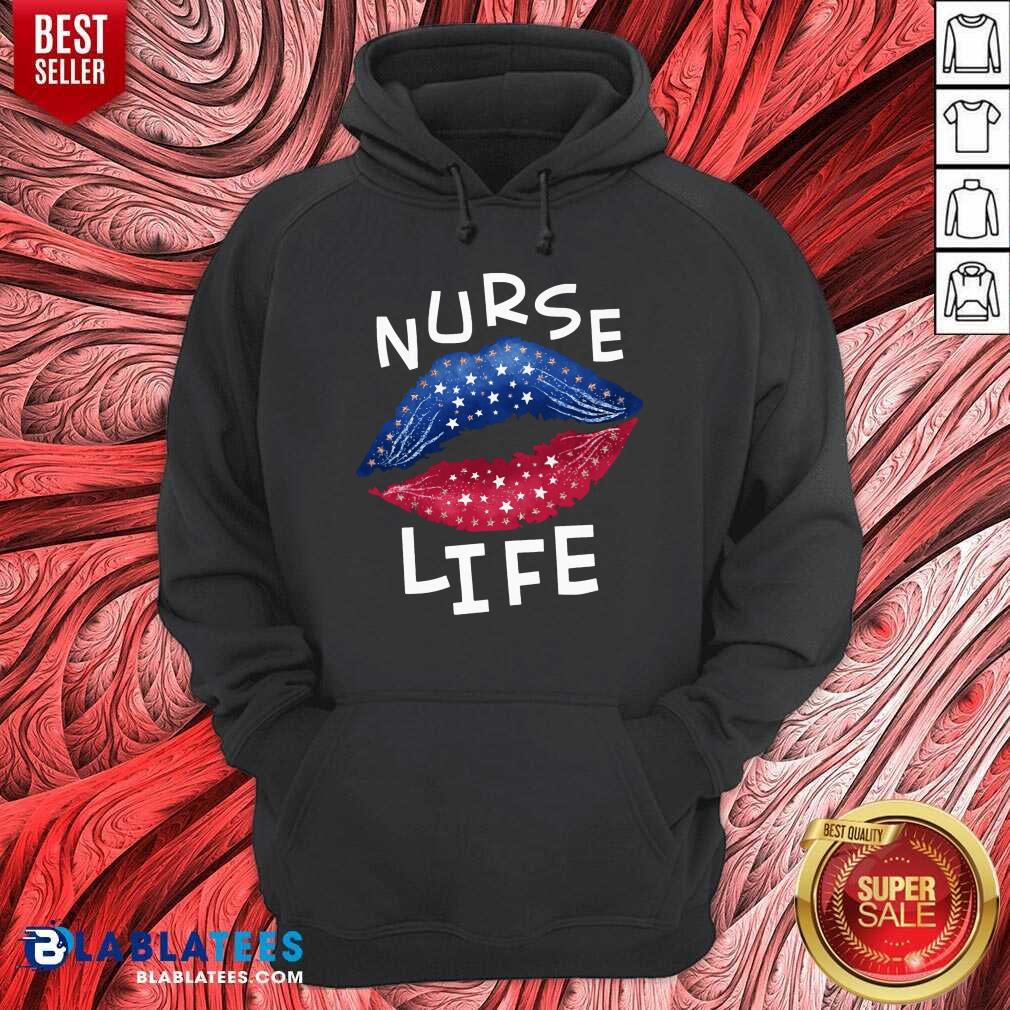 Nurse Life American Flag Lips Shirt - Image 2