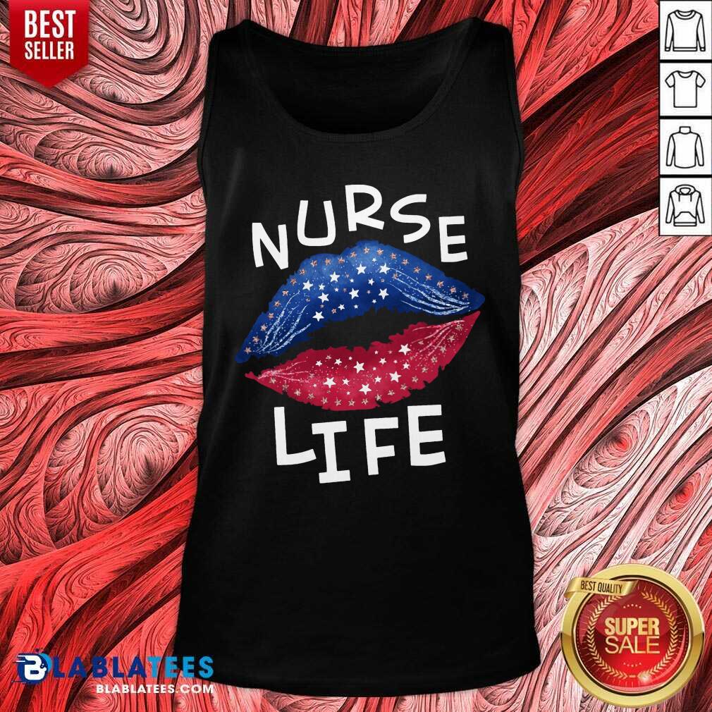 Nurse Life American Flag Lips Shirt - Image 4