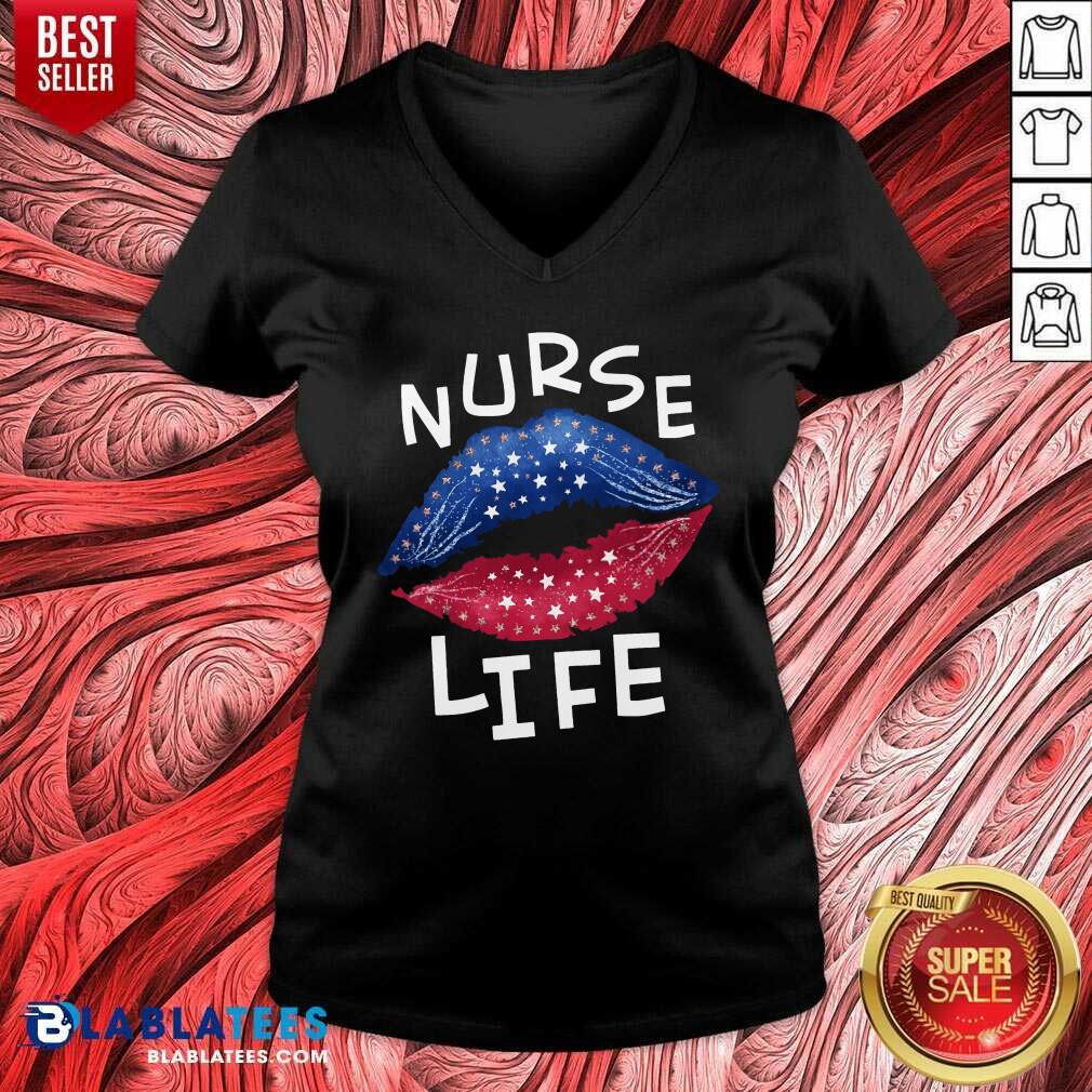 Nurse Life American Flag Lips Shirt - Image 3