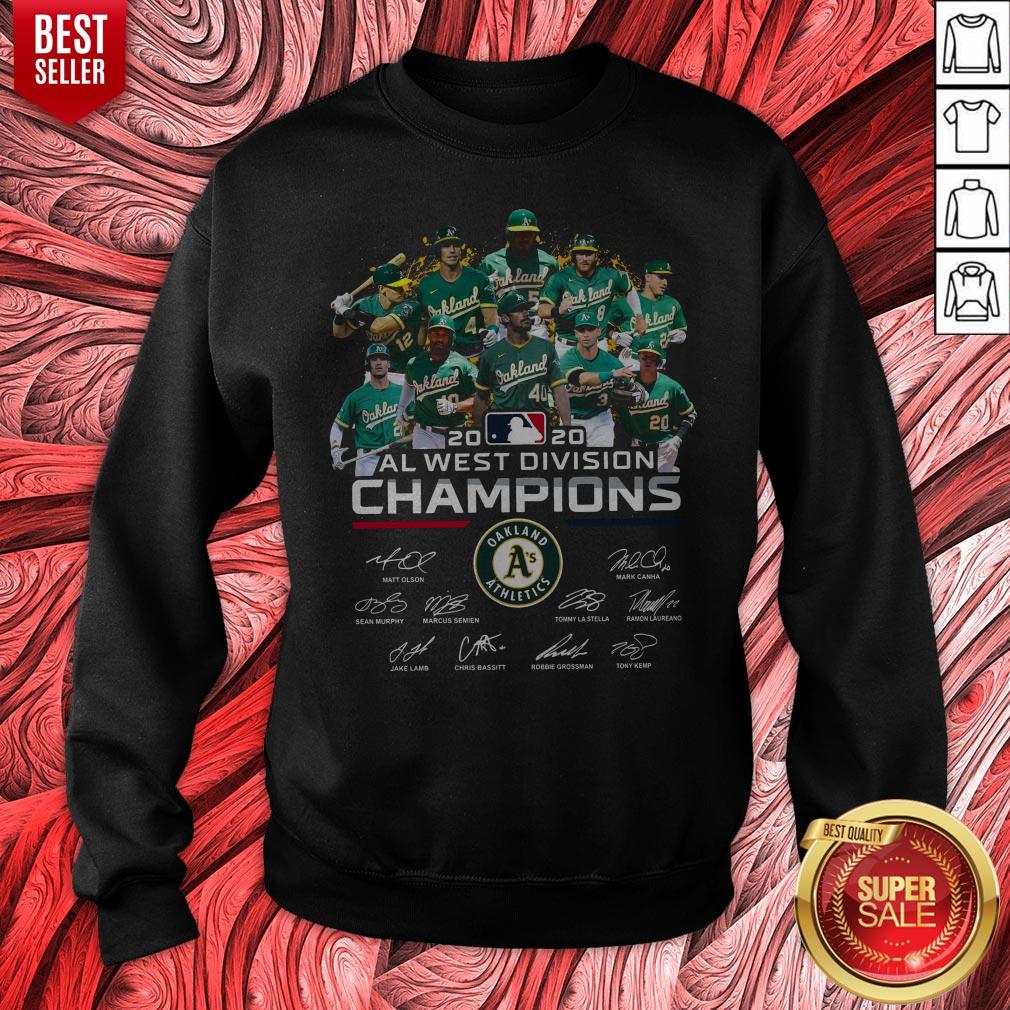 Oakland Athletics 2020 AL West Division Champions Signatures Shirt - Image 2