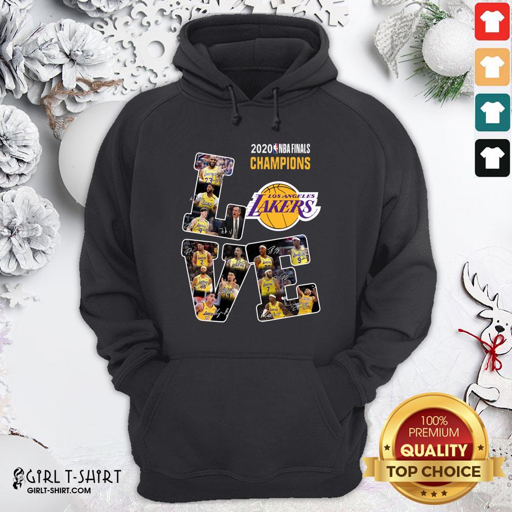 Official 2020 Nba Finals Champions Love Los Angeles Lakers Signatures T-Shirt - Image 5