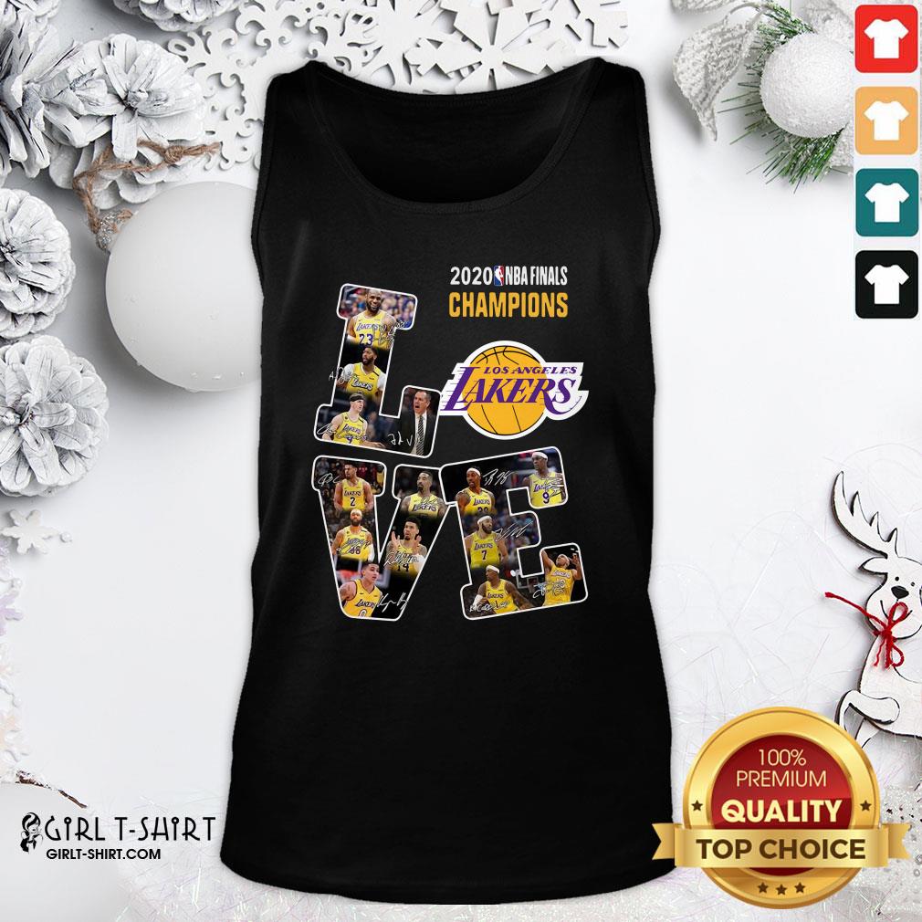 Official 2020 Nba Finals Champions Love Los Angeles Lakers Signatures T-Shirt - Image 3