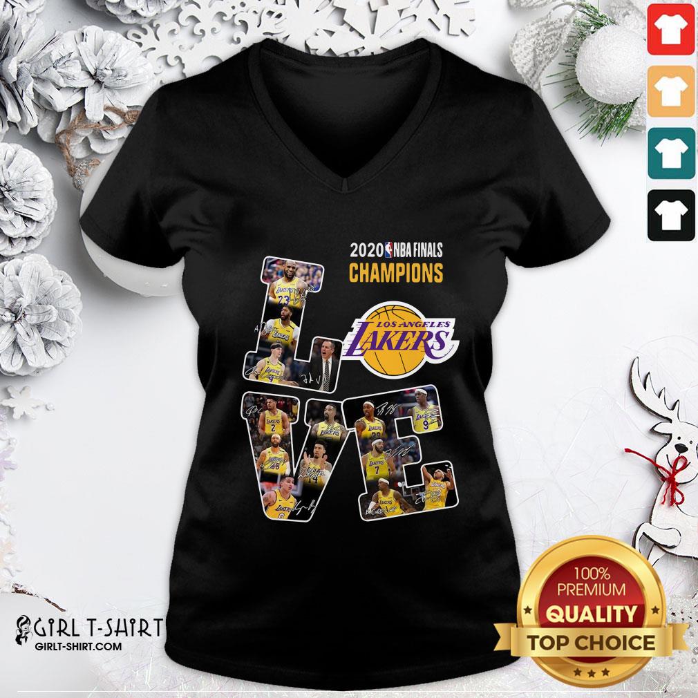 Official 2020 Nba Finals Champions Love Los Angeles Lakers Signatures T-Shirt - Image 2