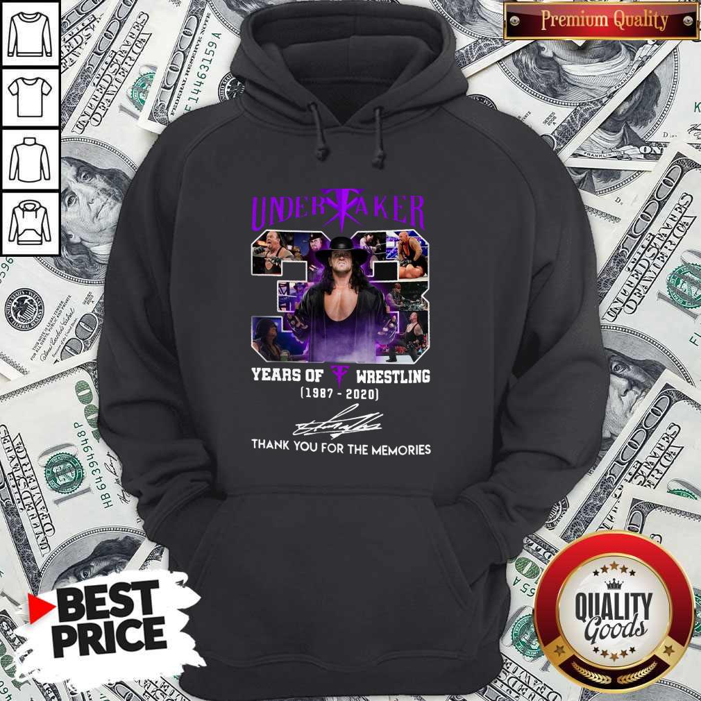 Official 33 Years Of Wrestling 1987 2020 The Undertaker Thank You For The Memories Signature Shirt - Image 5