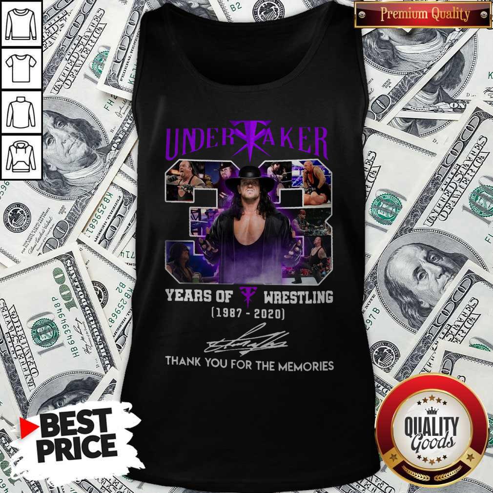 Official 33 Years Of Wrestling 1987 2020 The Undertaker Thank You For The Memories Signature Shirt - Image 3