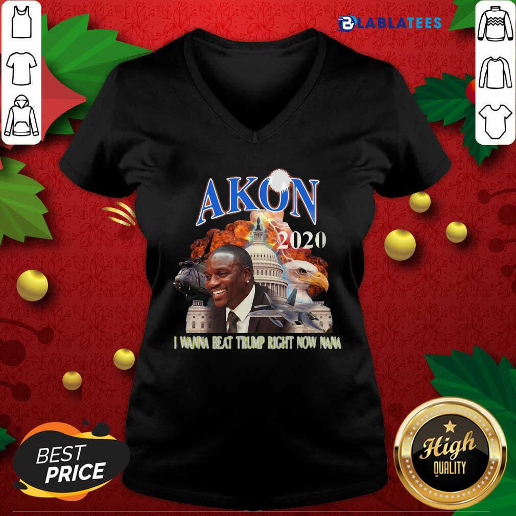 Official Akon 2020 I Wanna Beat Trump Right Now Nana Shirt - Image 3