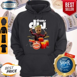 Alternative view of Official Baby Groot Show Animal Playing Drums Dij Drums Shirt