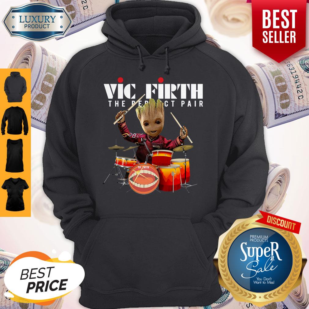 Official Baby Groot Show Animal Playing Vic Firth The Perfect Pair Shirt - Image 2