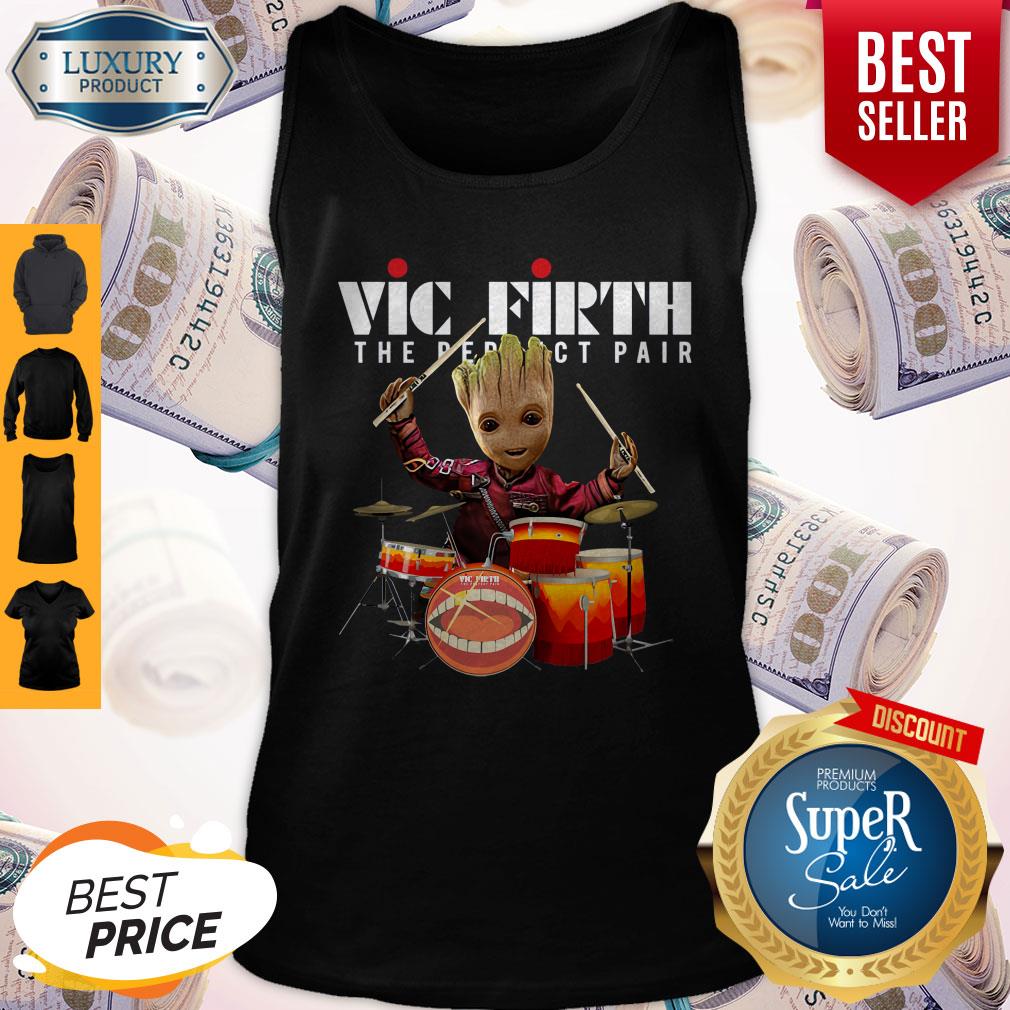 Official Baby Groot Show Animal Playing Vic Firth The Perfect Pair Shirt - Image 4