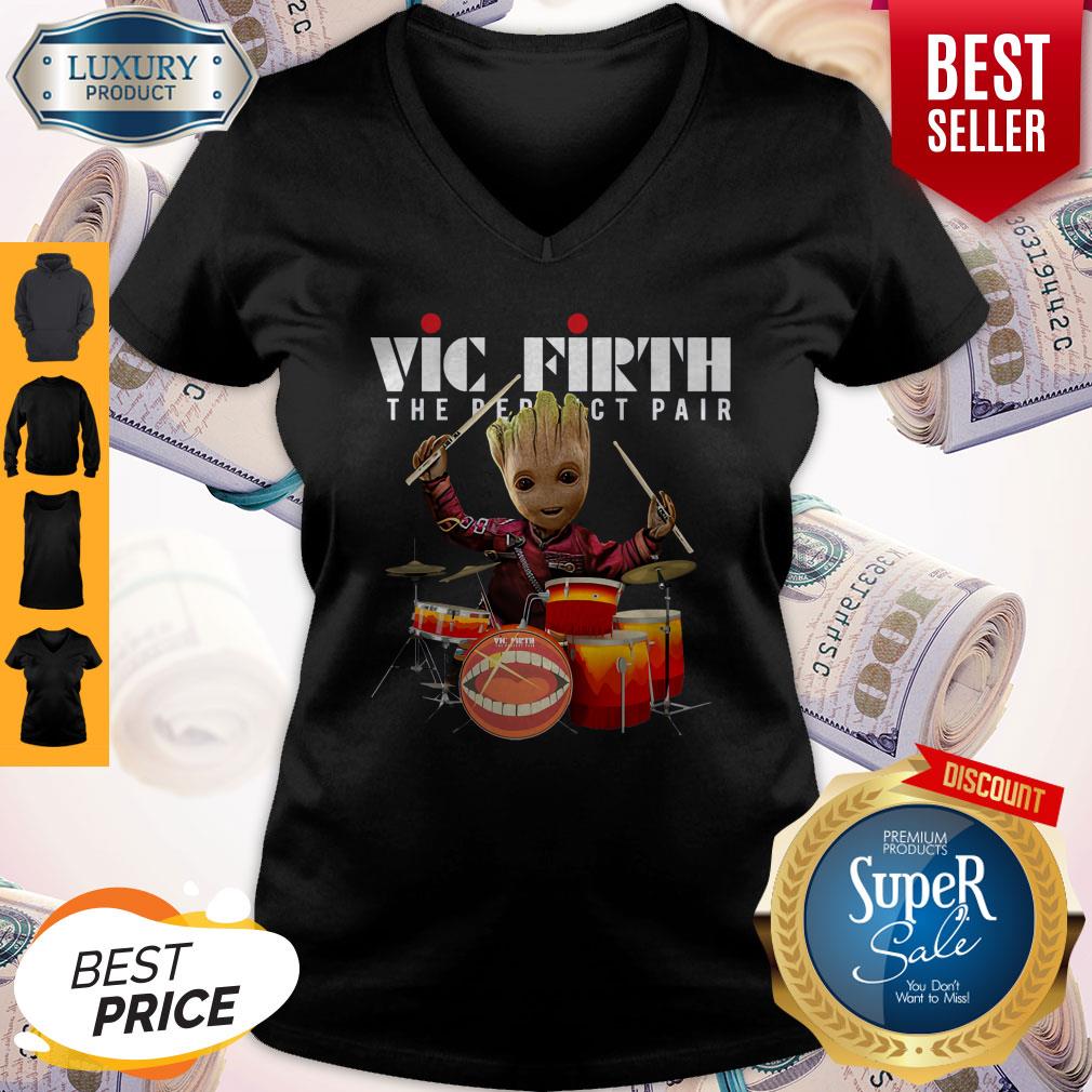 Official Baby Groot Show Animal Playing Vic Firth The Perfect Pair Shirt - Image 5