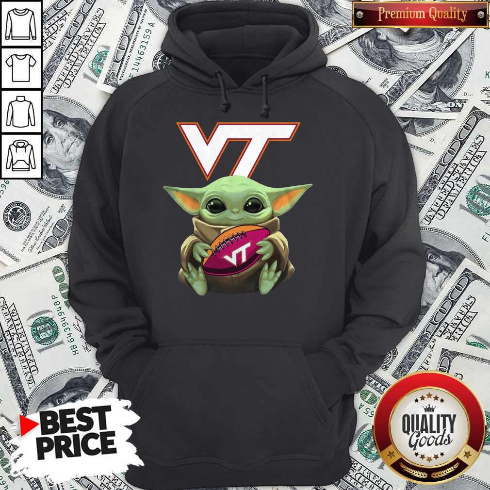Official Baby Yoda Hug Virginia Tech Football Shirt - Image 2