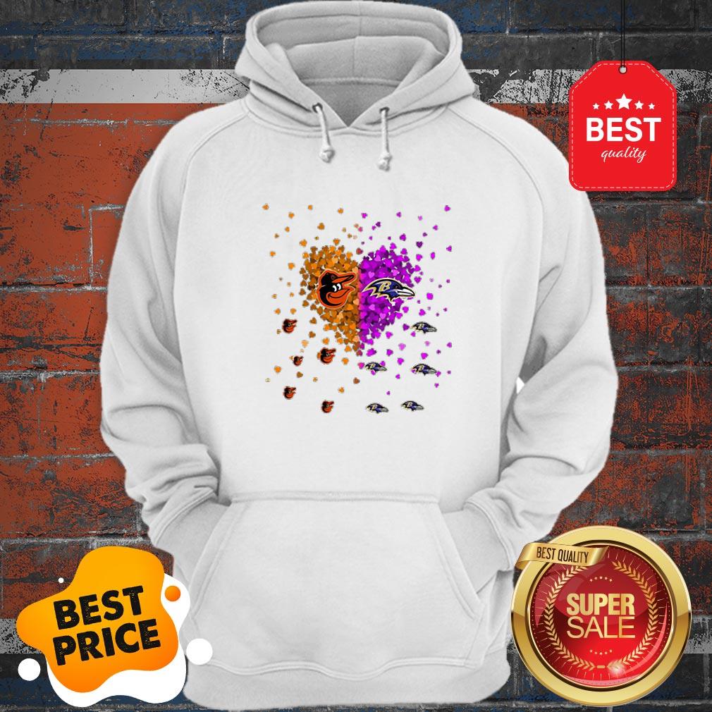 Official Baltimore Orioles And Baltimore Ravens Heart Shirt - Image 3