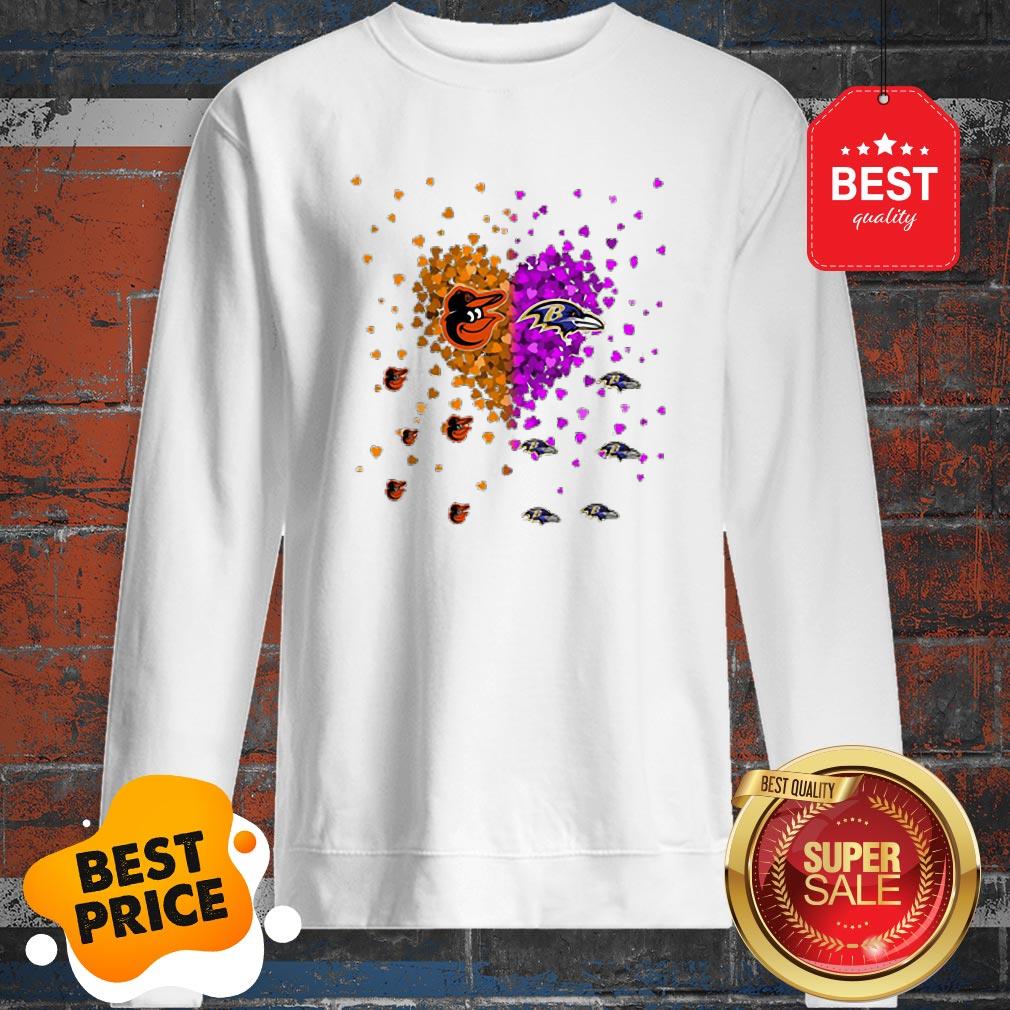 Official Baltimore Orioles And Baltimore Ravens Heart Shirt - Image 2