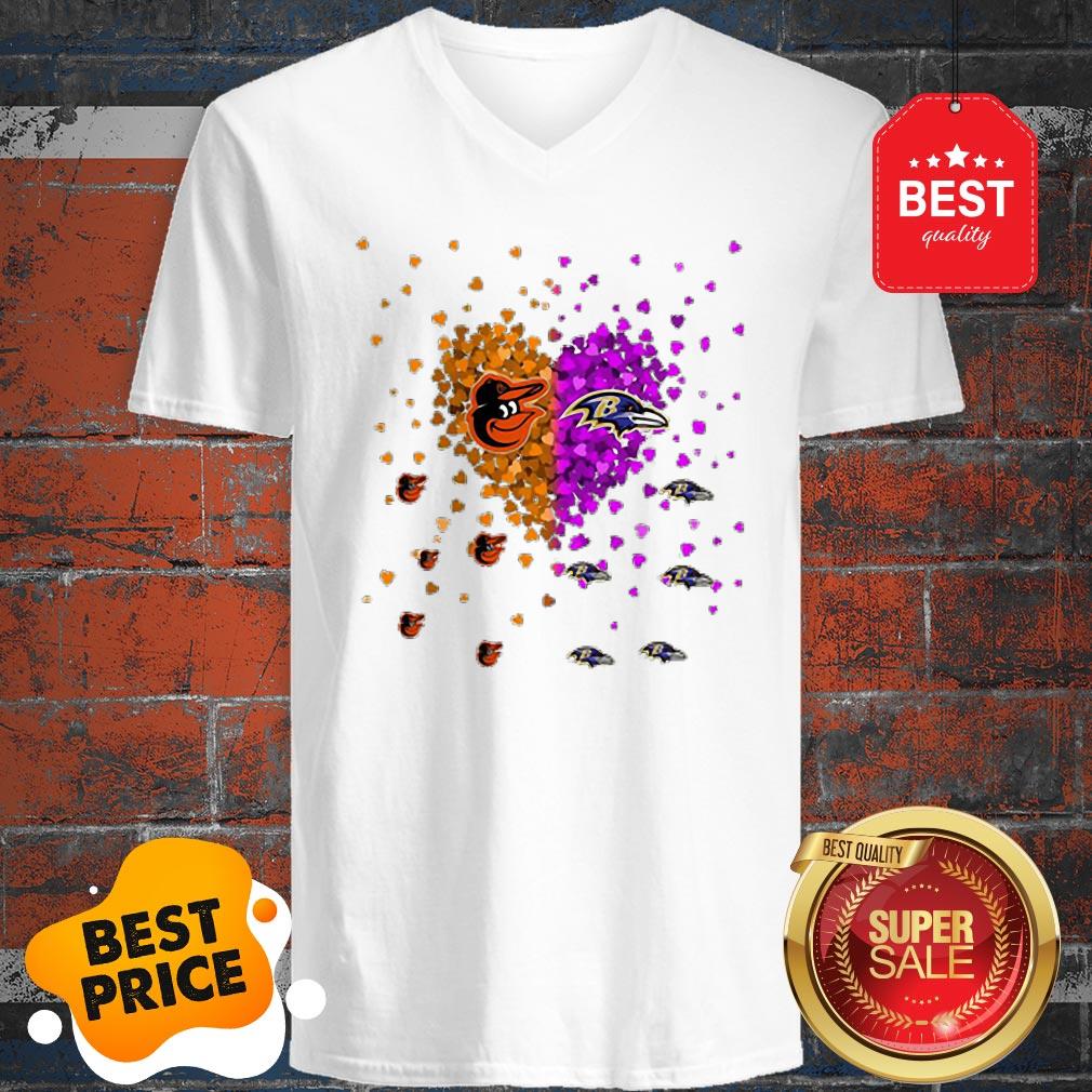 Official Baltimore Orioles And Baltimore Ravens Heart Shirt - Image 4