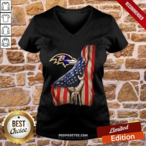 Alternative view of Official Baltimore Ravens Logo And American Flag Drop 2021 Shirt