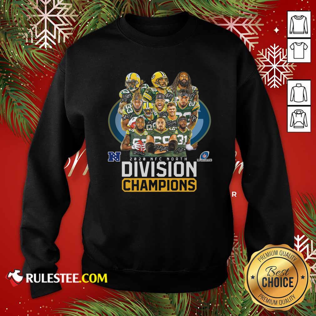 Official Bay Packers 2020 Nfc North Playoffs Division Champions Signatures Shirt - Image 2