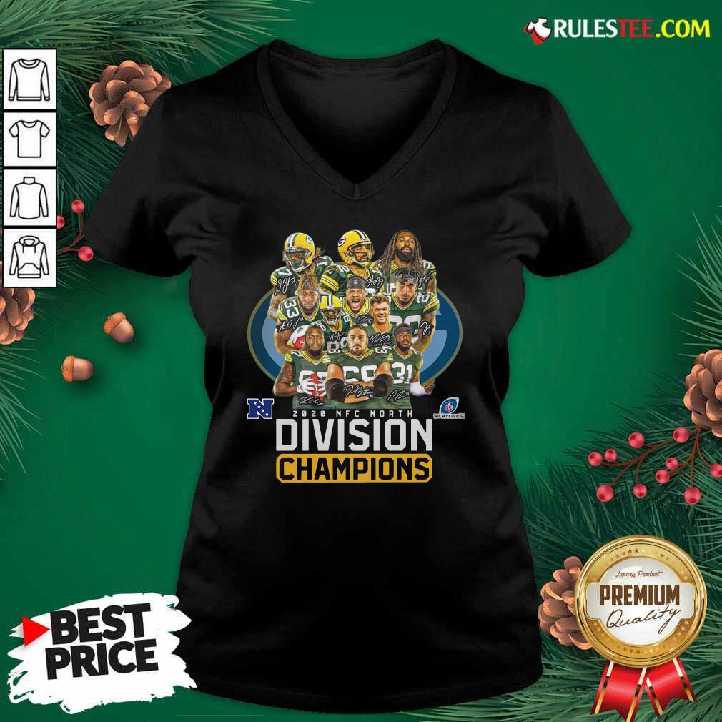 Official Bay Packers 2020 Nfc North Playoffs Division Champions Signatures Shirt - Image 4