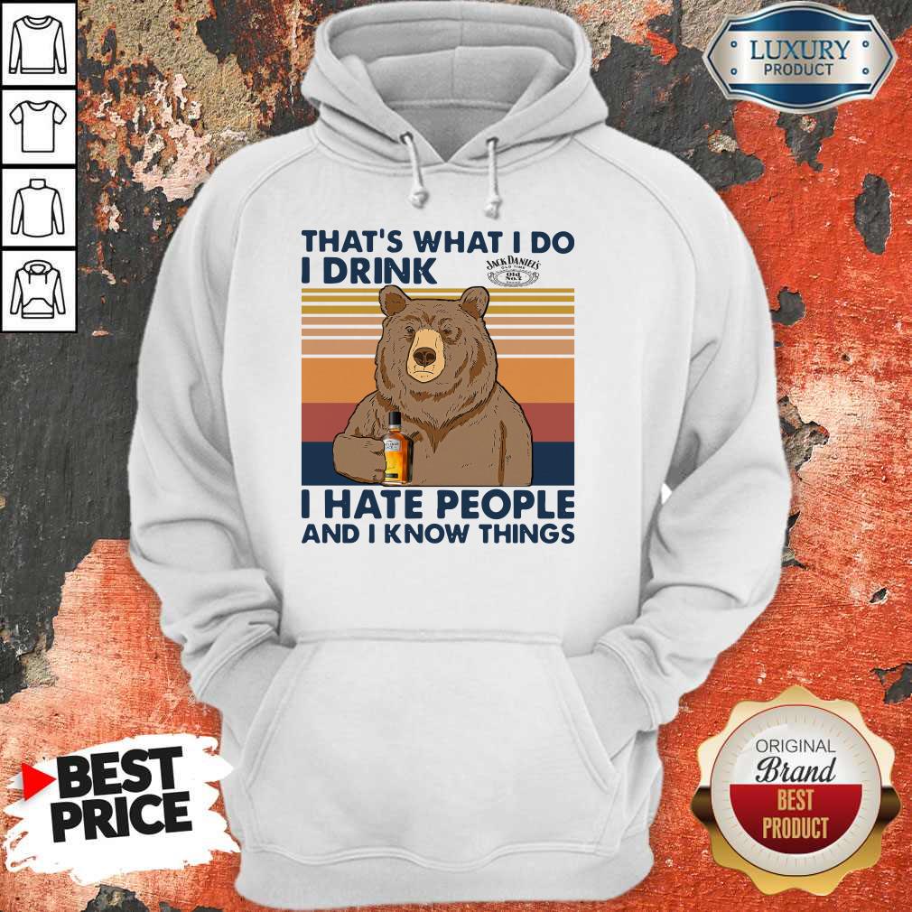 Official Bear That’s What I Do I Drink Glass Bottle I Hate People And I Know Things Vintage Shirt - Image 2
