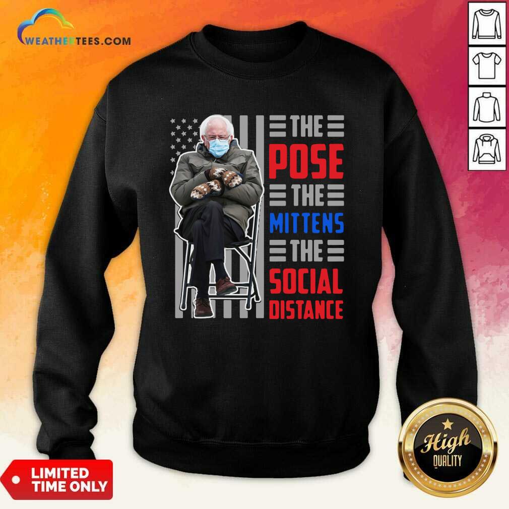 Official Bernie Sanders The Pose The Mittens The Social Distance Shirt - Image 4