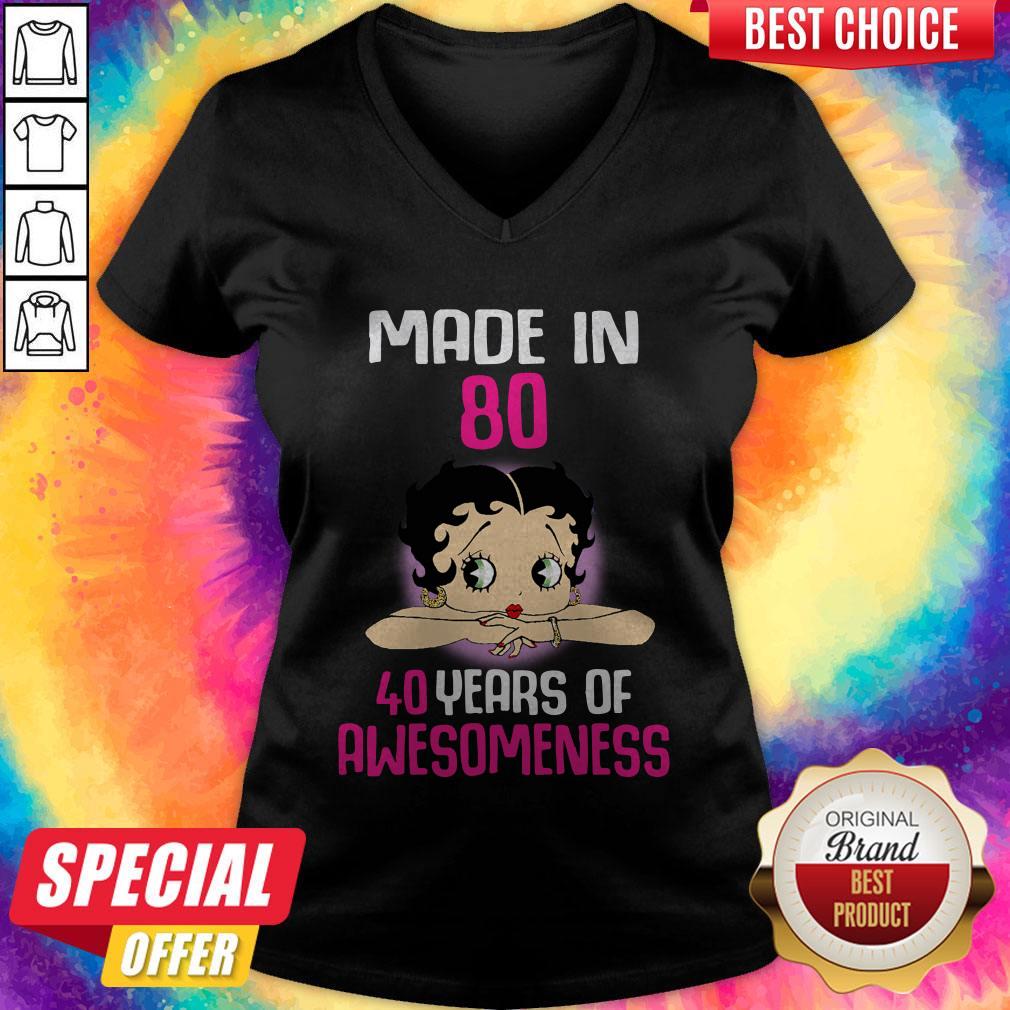 Official Betty Boop Made In 80 40 Years Of Awesomeness Shirt - Image 2