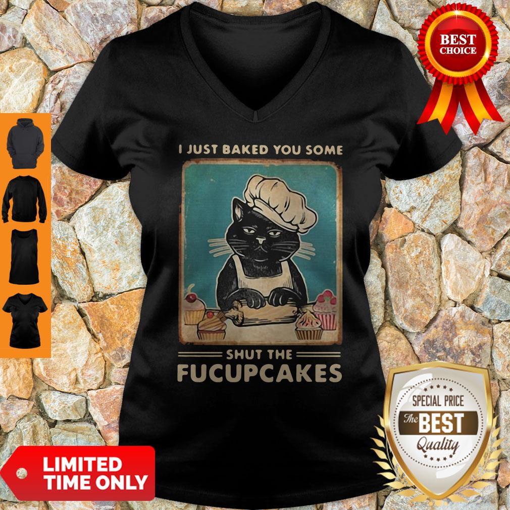 Official Black Cat I Just Baked You Some Shut The Fucupcakes Shirt - Image 3