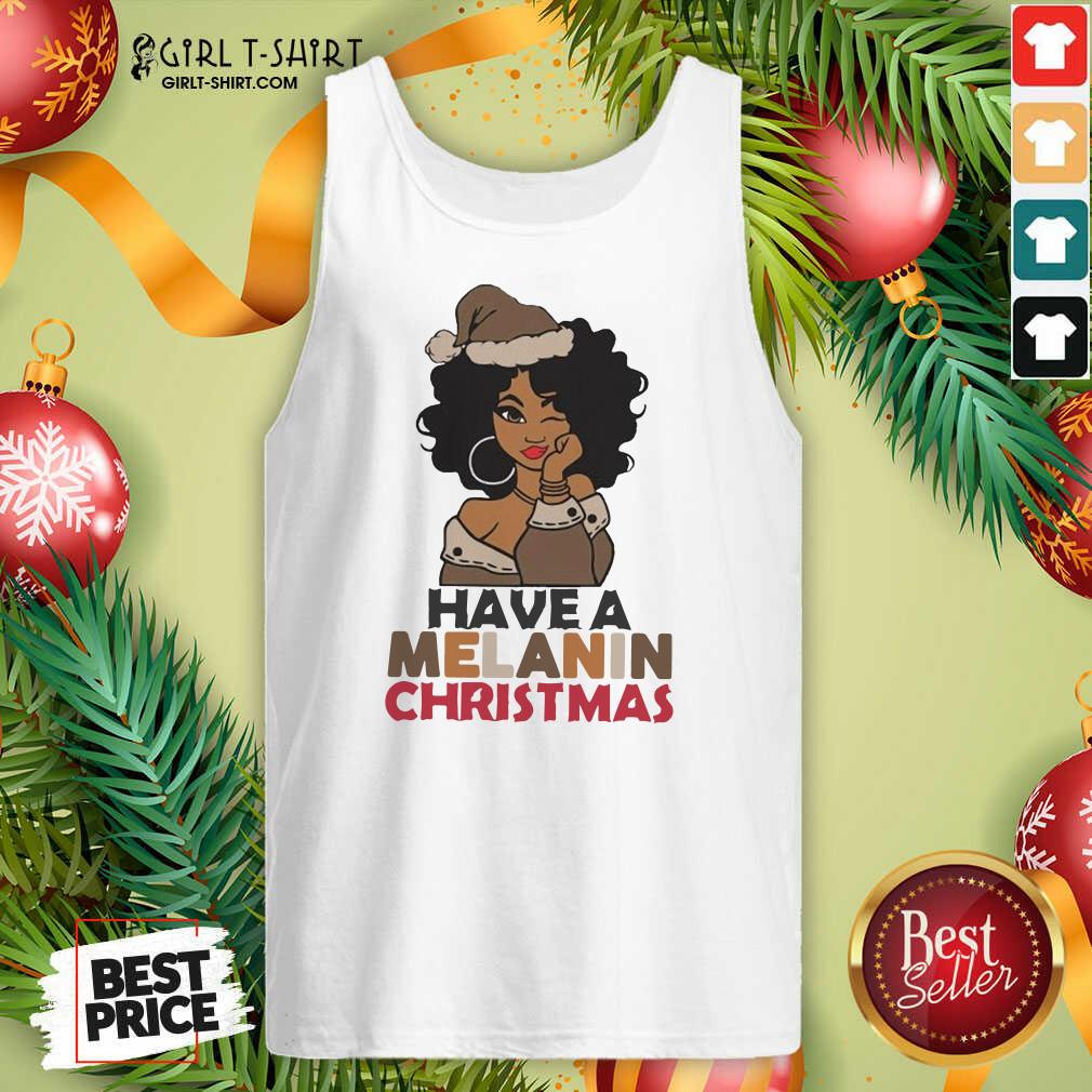 Official Black Girl hat Santa Have A Melanin Merry Christmas Shirt - Image 3