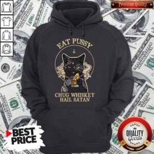 Alternative view of Official Cat Eat Pussy Chug Whiskey Hail Satan Shirt