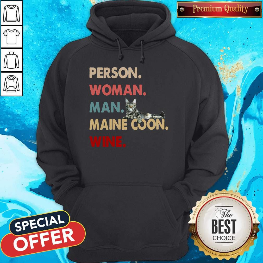 Official Cat Person Woman Man Maine Coon Wine Shirt - Image 2