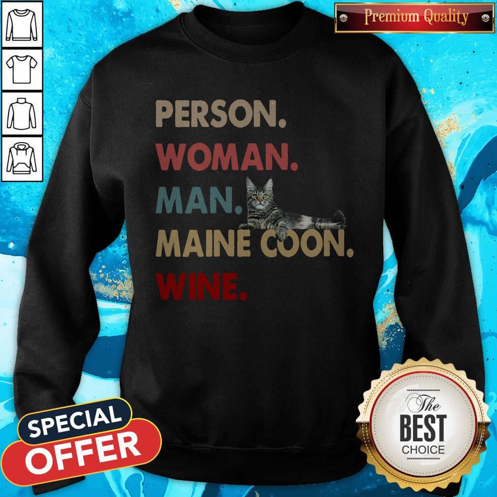 Official Cat Person Woman Man Maine Coon Wine Shirt - Image 5