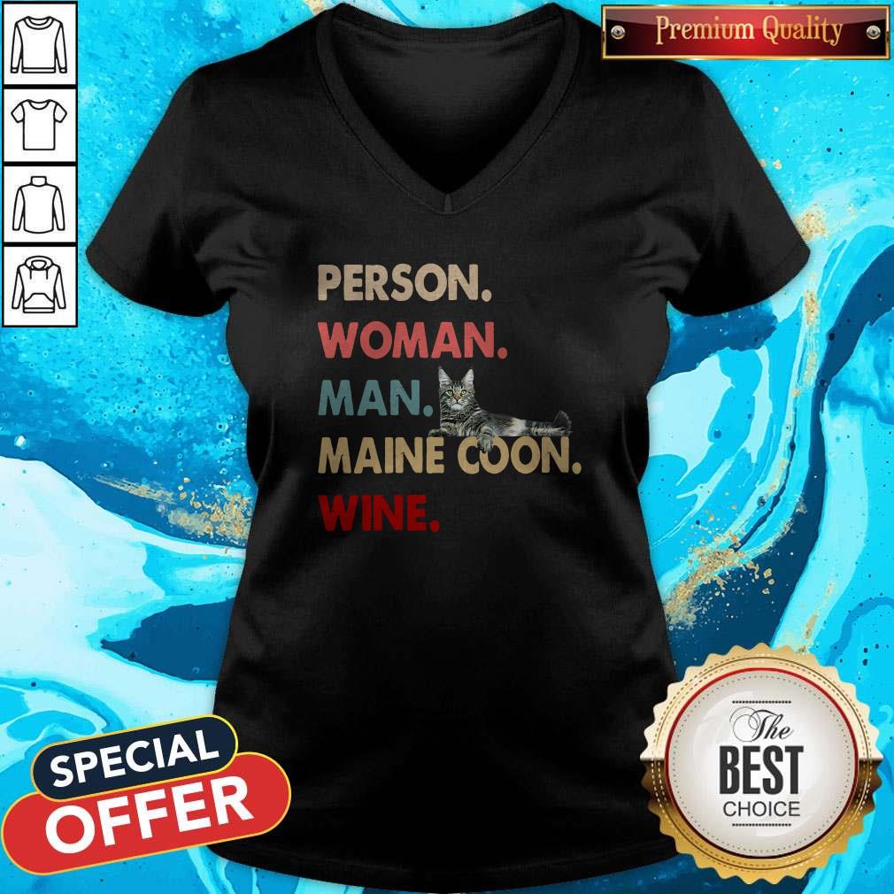 Official Cat Person Woman Man Maine Coon Wine Shirt - Image 3
