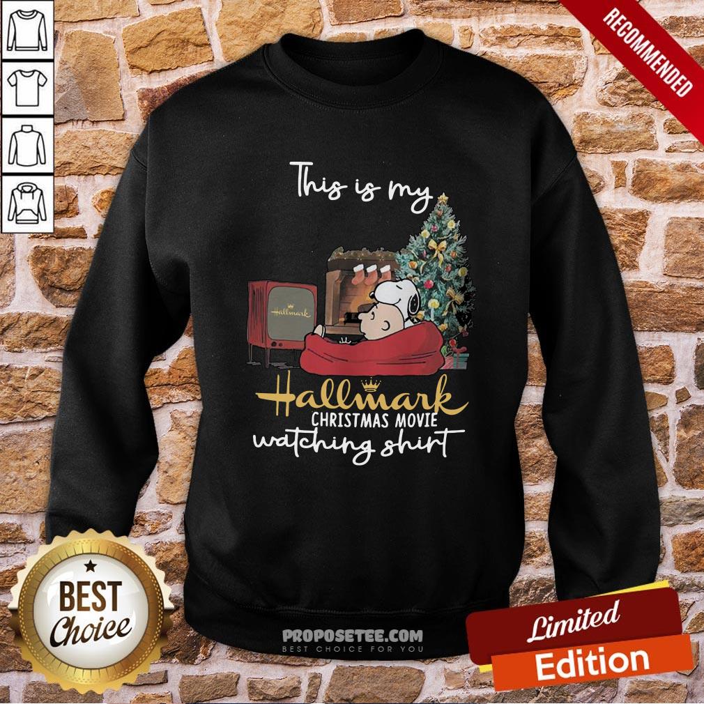 Official Charlie Brown And Snoopy This Is My Hallmark Christmas Movie Watching Shirt - Image 4