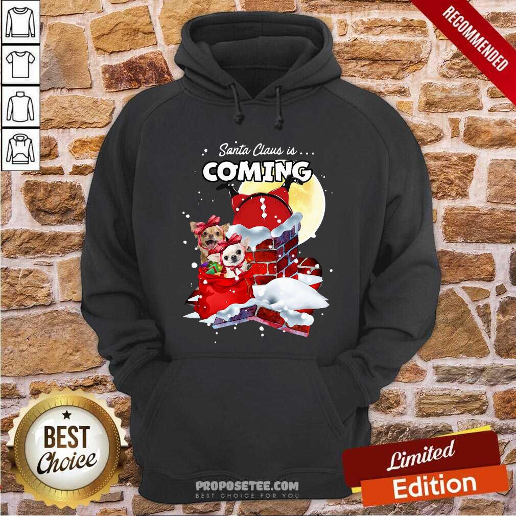 Official Chihuahua Santa Is Coming Gift For You Crewneck Ugly Christmas Shirt - Image 3