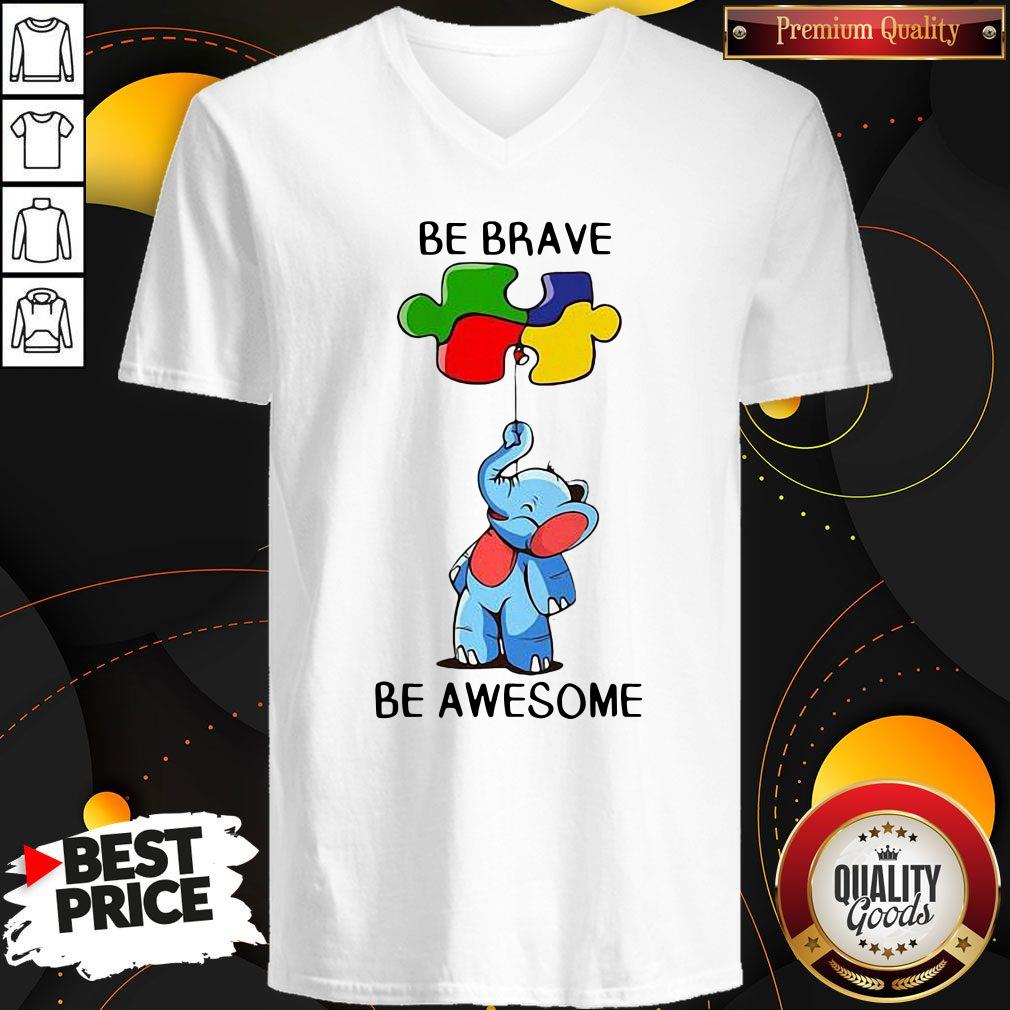 Official Elephant Autism Be Brave Be Awesome Shirt - Image 3
