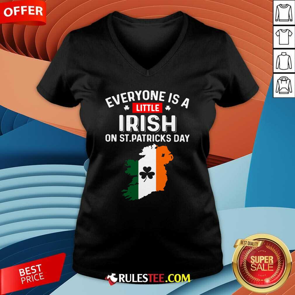 Official Everyone Is A Little Irish On St Patricks Day Ireland Flag Shirt - Image 3