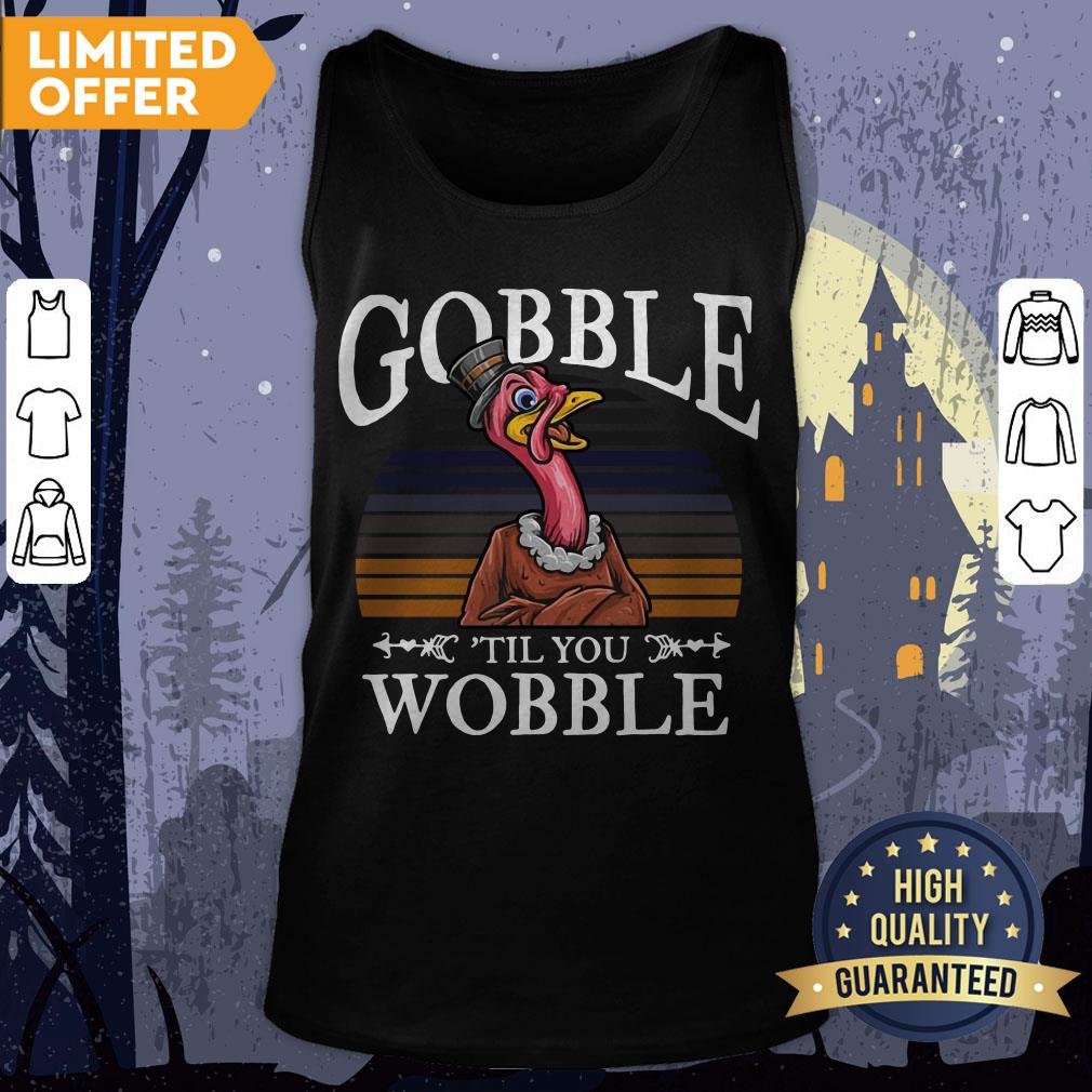 Official Gobble Til You Wobble Flamingo Vintage Shirt - Image 2