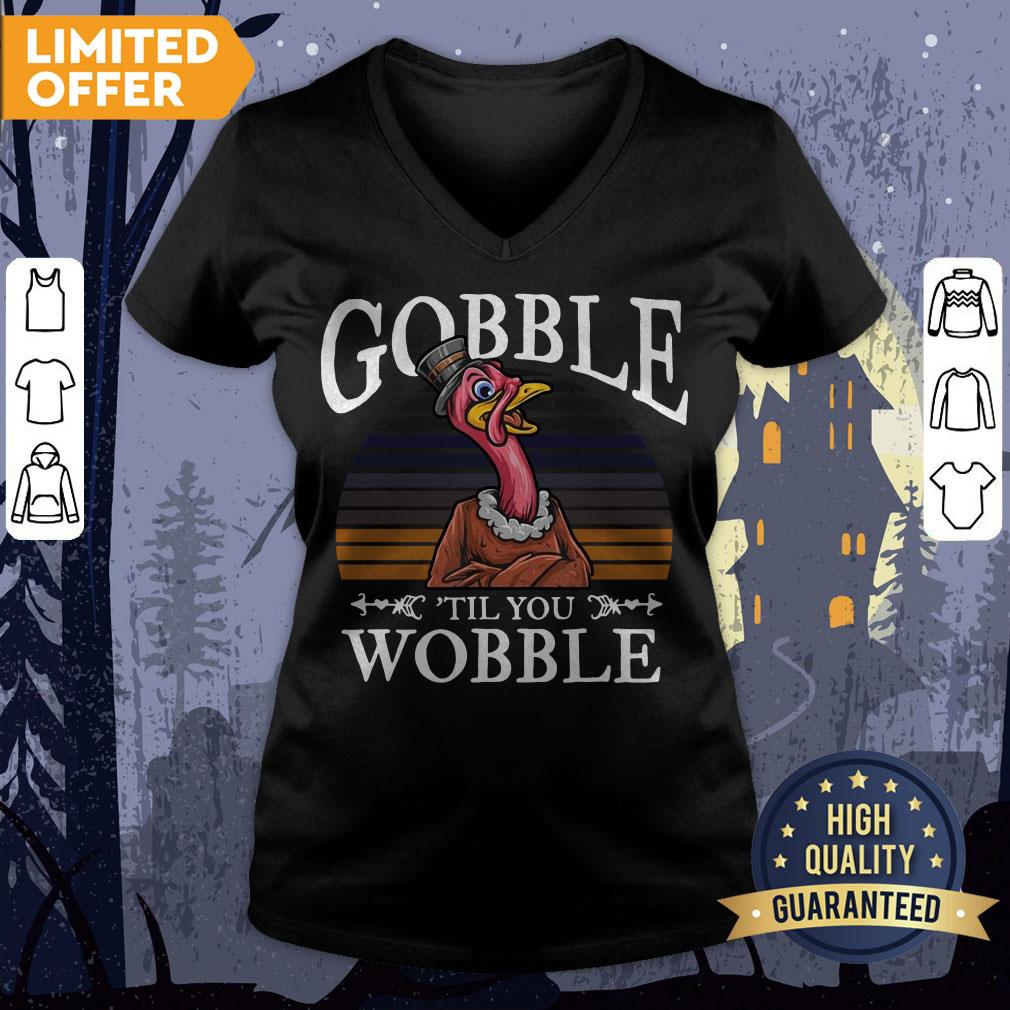 Official Gobble Til You Wobble Flamingo Vintage Shirt - Image 3