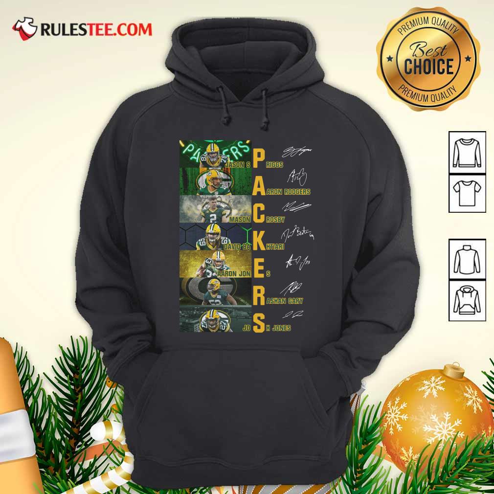 Official Green Bay Packers Jason Spriggs Aaron Rodgers Mason Crosby Signatures Shirt - Image 2