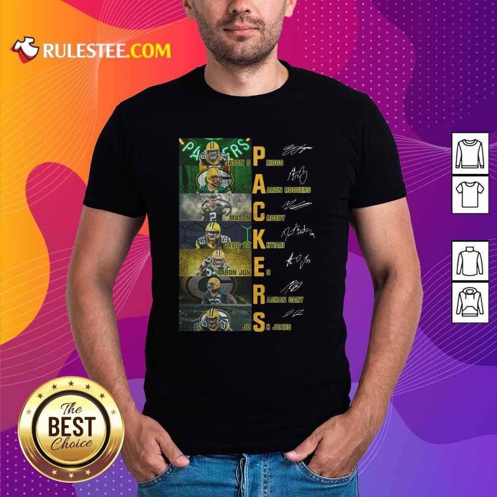 Official Green Bay Packers Jason Spriggs Aaron Rodgers Mason Crosby Signatures Shirt