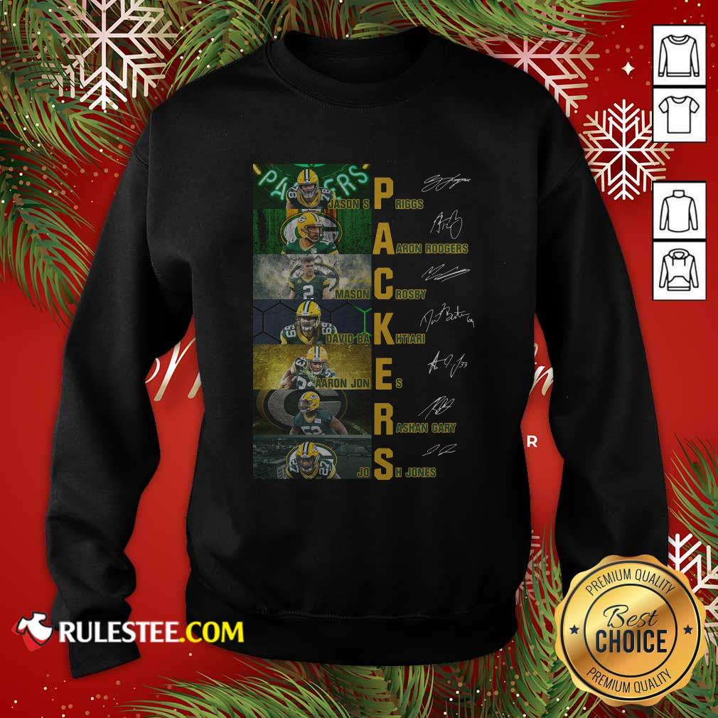 Official Green Bay Packers Jason Spriggs Aaron Rodgers Mason Crosby Signatures Shirt - Image 5