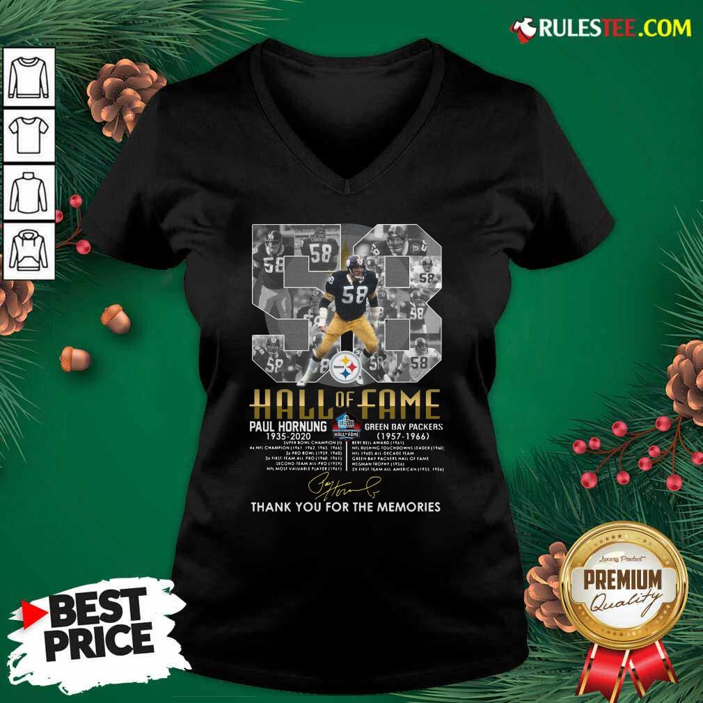 Official Hall Of Fame 58 Paul Hornung 1935 2020 Thank You For The Memories Signature Shirt - Image 3