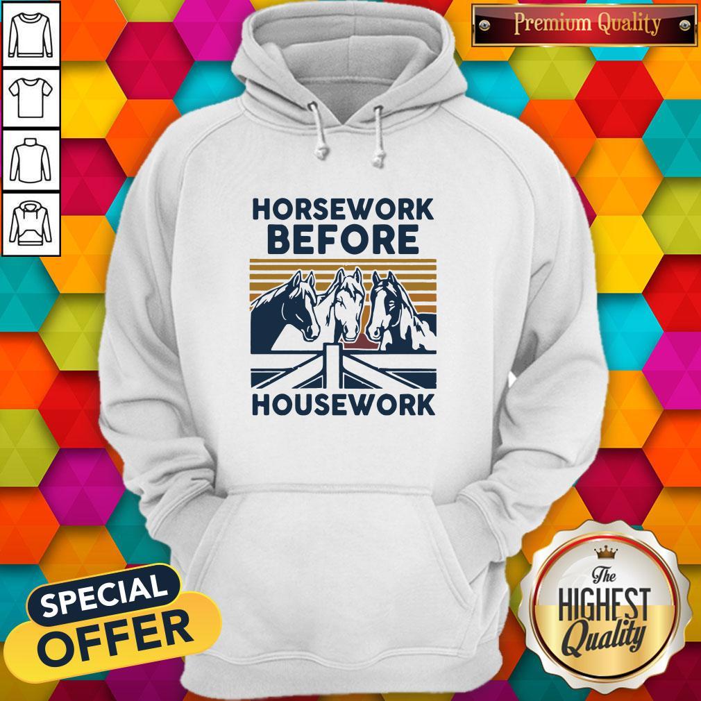 Official Horsework Before Housework Vintage Retro Shirt - Image 2