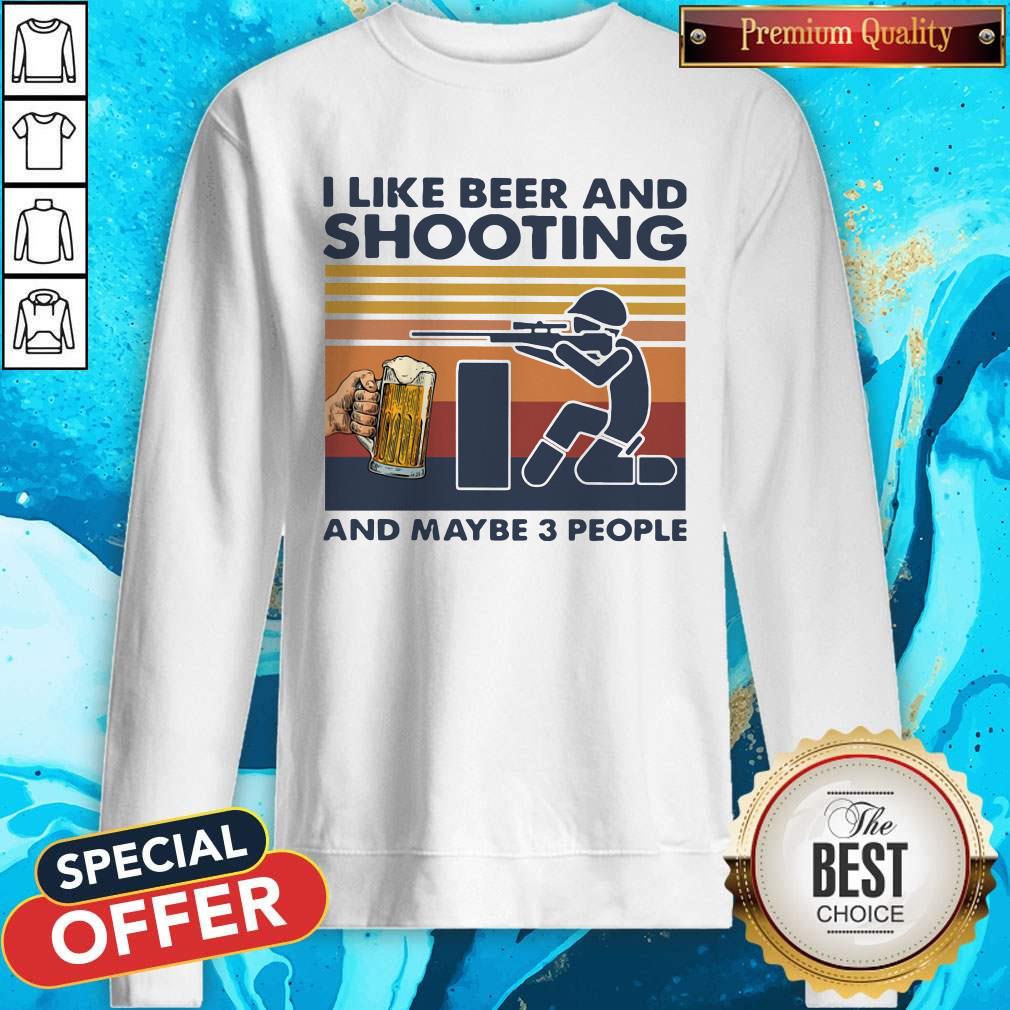 Official I Like Beer And Shooting And Maybe 3 People Vintage Shirt - Image 2